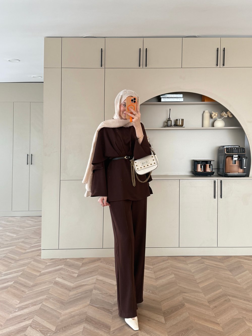 Nazra Yarasa Kol Pantolonlu Takım Acı Kahve (2358)