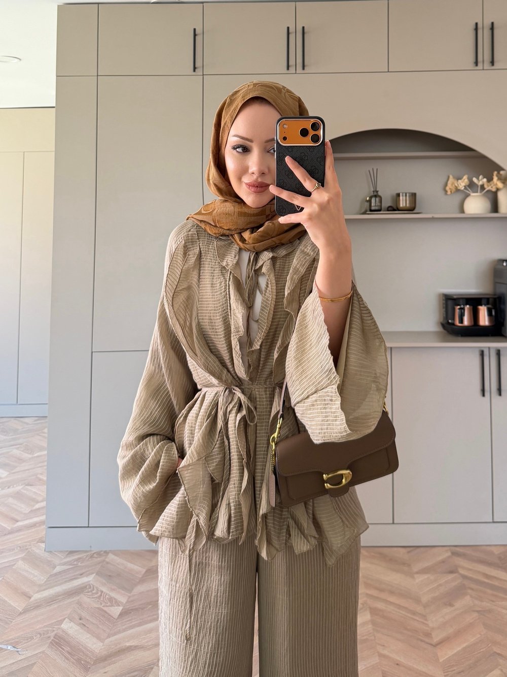 Nehir Fırfırlı Pantolonlu Takım Haki (5798)