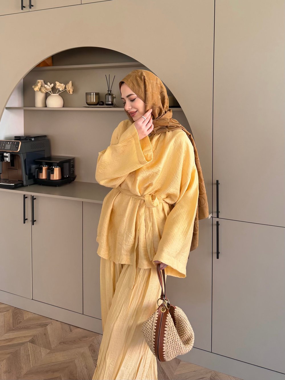 Nether Düğme Detaylı Pantolonlu Takım ButterYellow (3073)