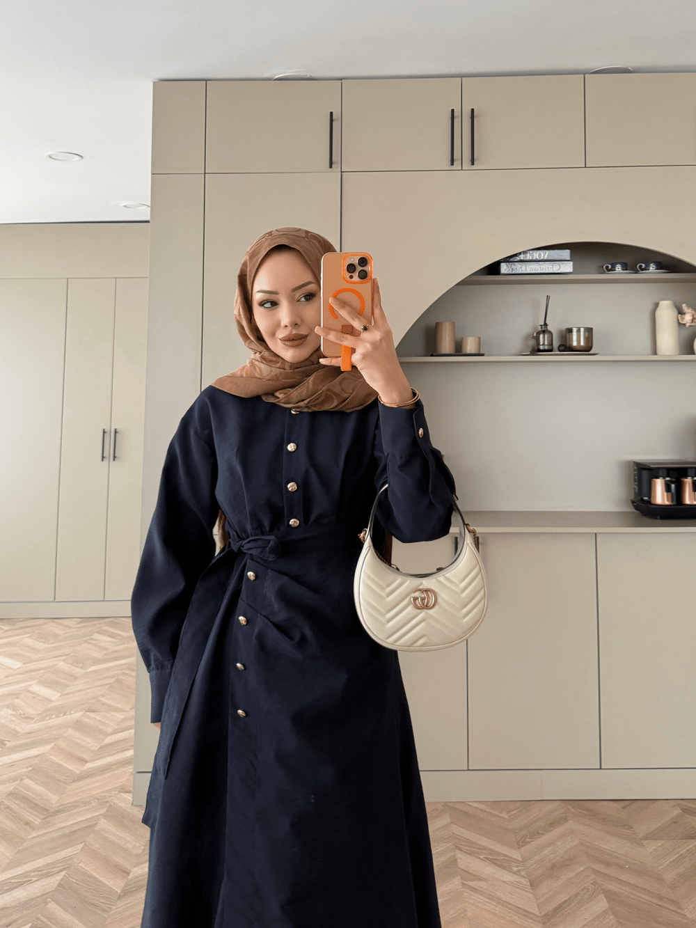 Niksa Yandan Bağlamalı Cupra Elbise Lacivert (667)