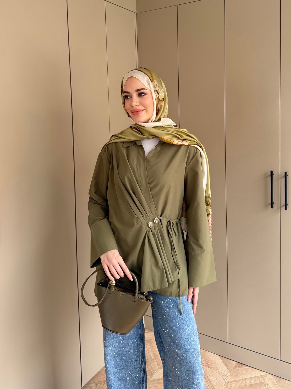 Niva Broş Detaylı Gömlek Haki (4406)
