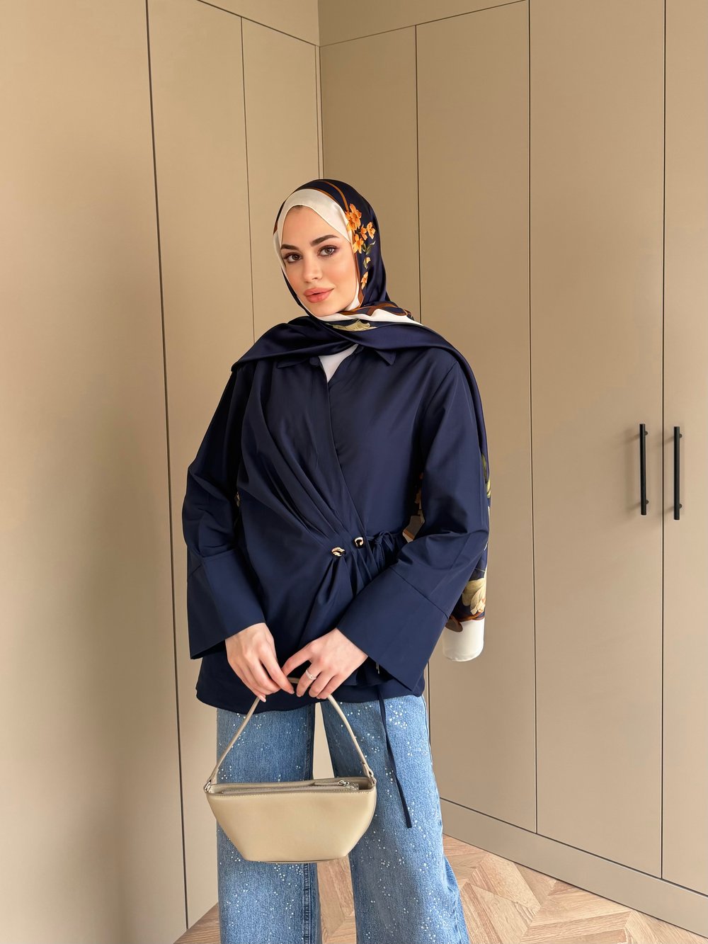 Niva Broş Detaylı Gömlek Lacivert (4406)