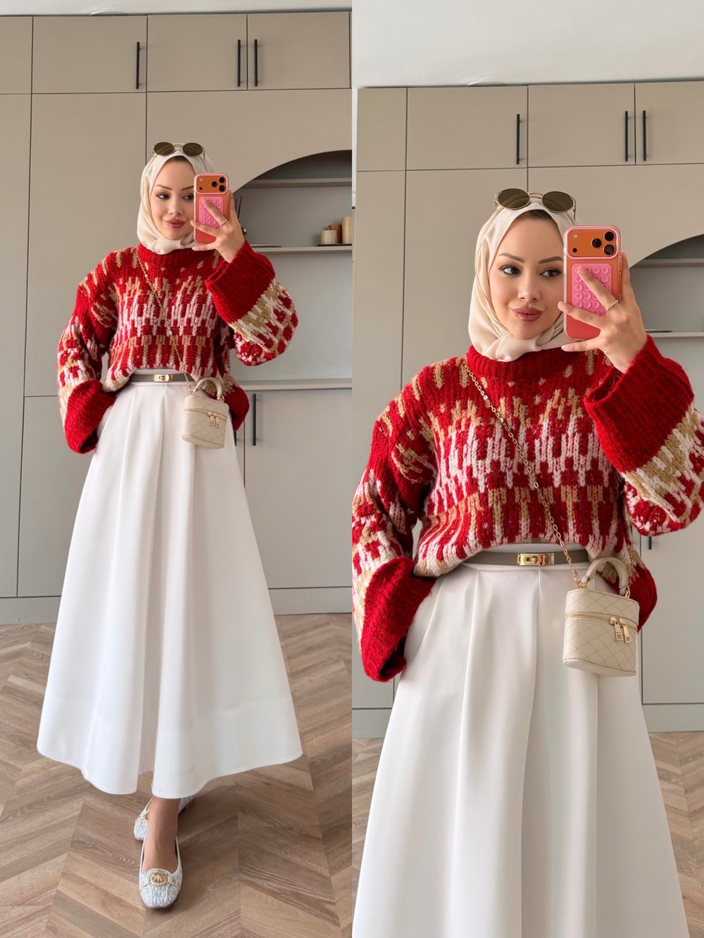 Norveç Desenli Kazak Kırmızı (889)