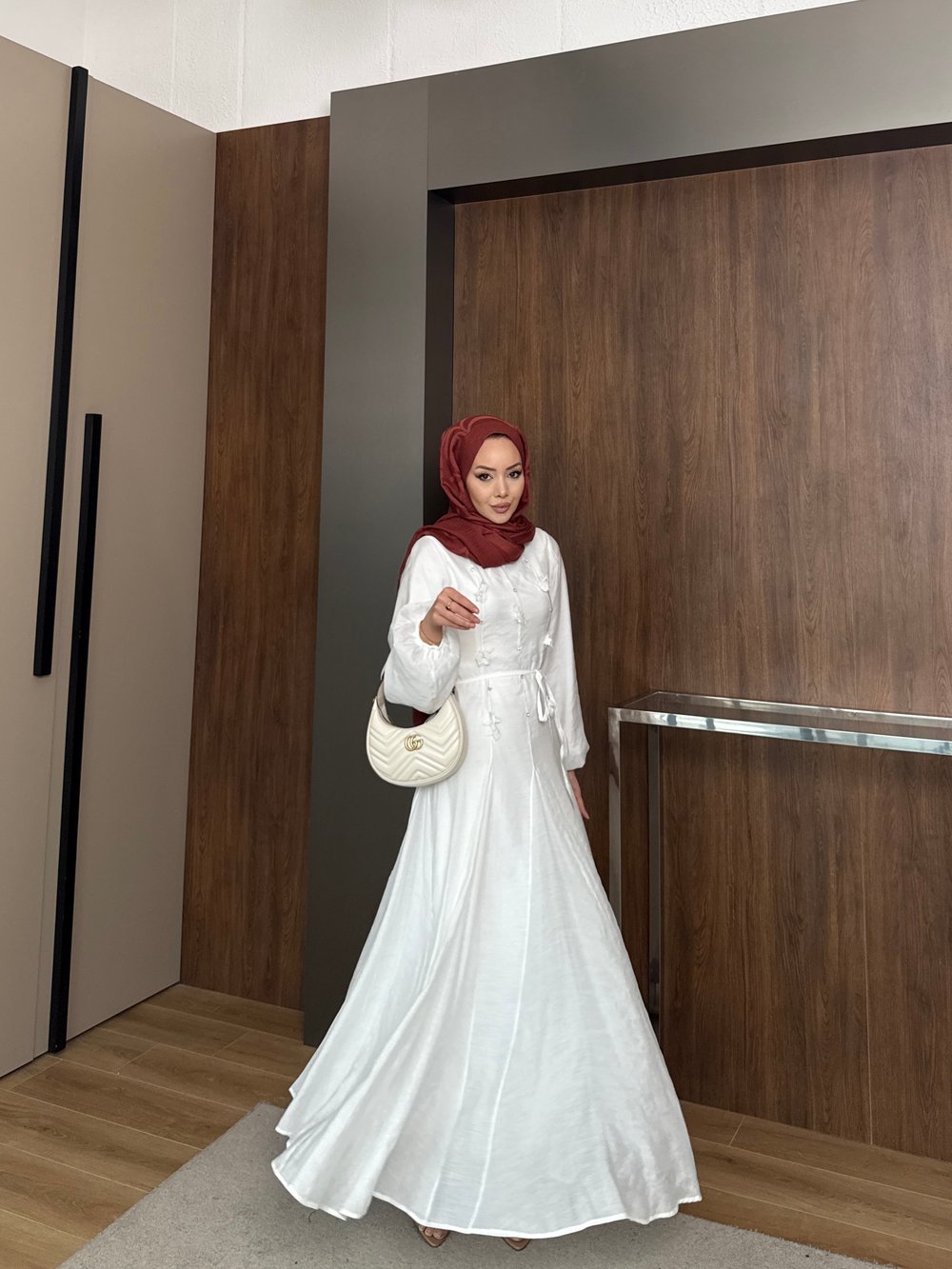 Noyan Çiçek Baskılı Tül Elbise Beyaz (26005)