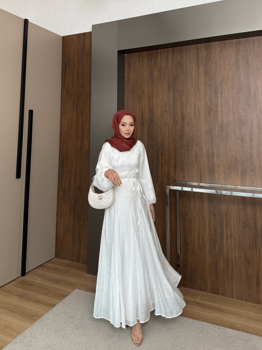 Noyan Çiçek Baskılı Tül Elbise Beyaz (26005)