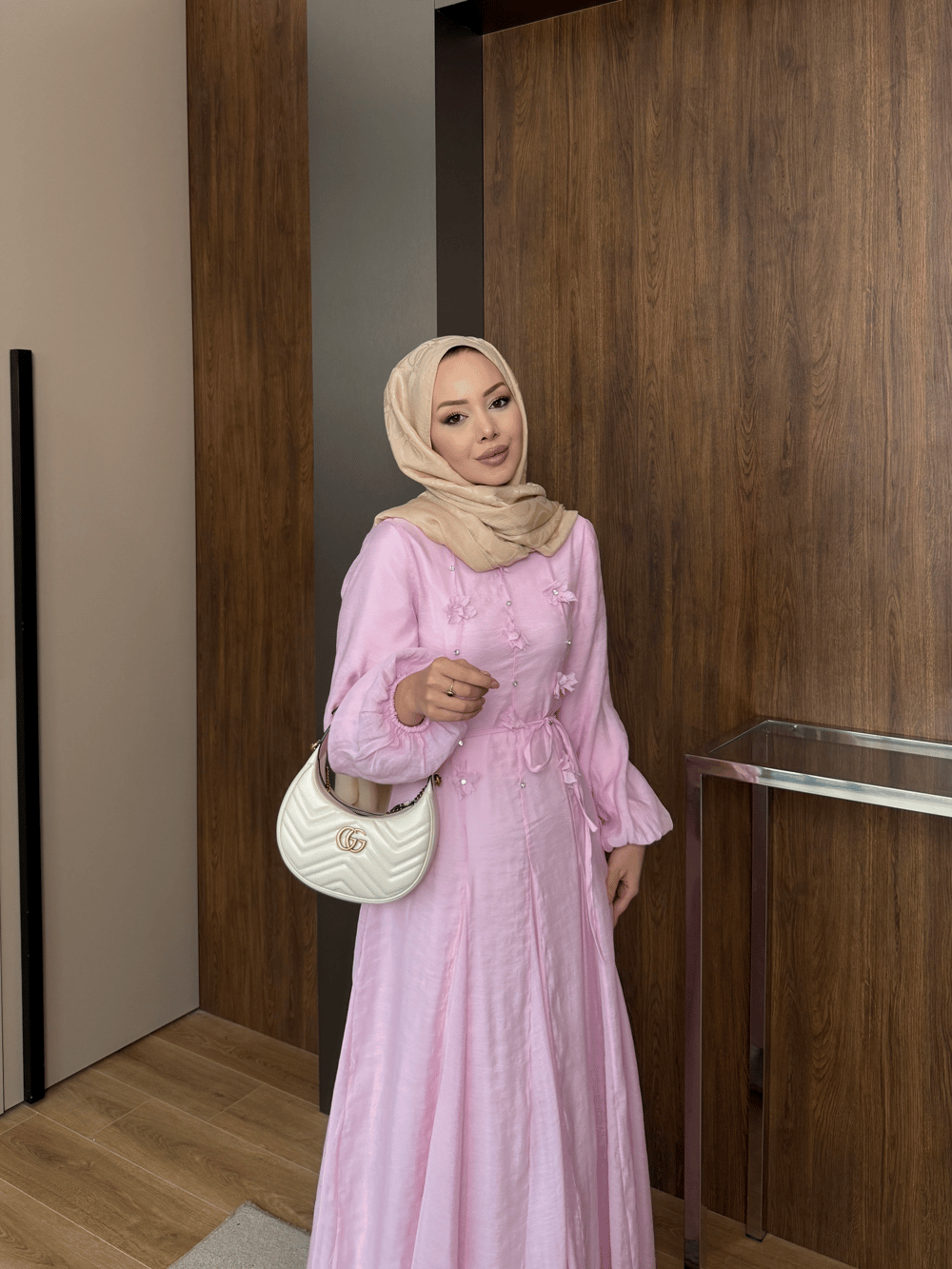 Noyan Çiçek Baskılı Tül Elbise Pembe (26005)