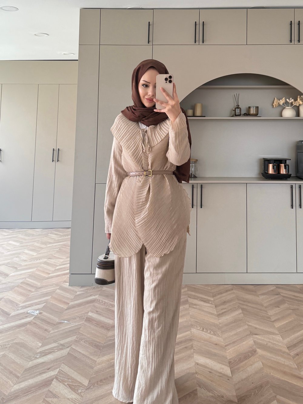 Ocea Korsaj Detaylı Takım Bej (5804)