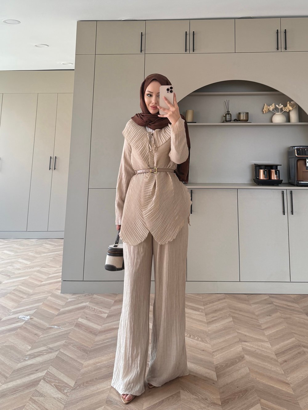 Ocea Korsaj Detaylı Takım Bej (5804)