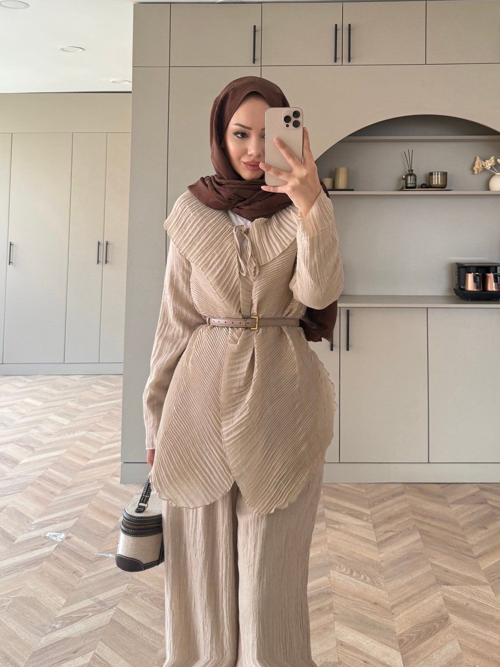 Ocea Korsaj Detaylı Takım Bej (5804)