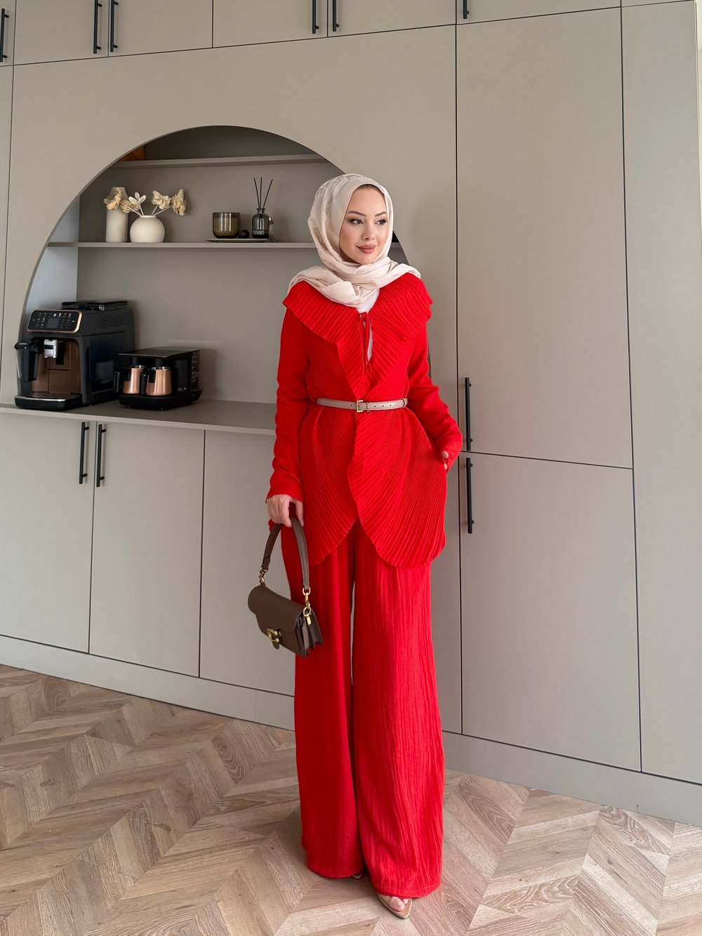 Ocea Korsaj Detaylı Takım Kırmızı (5804)