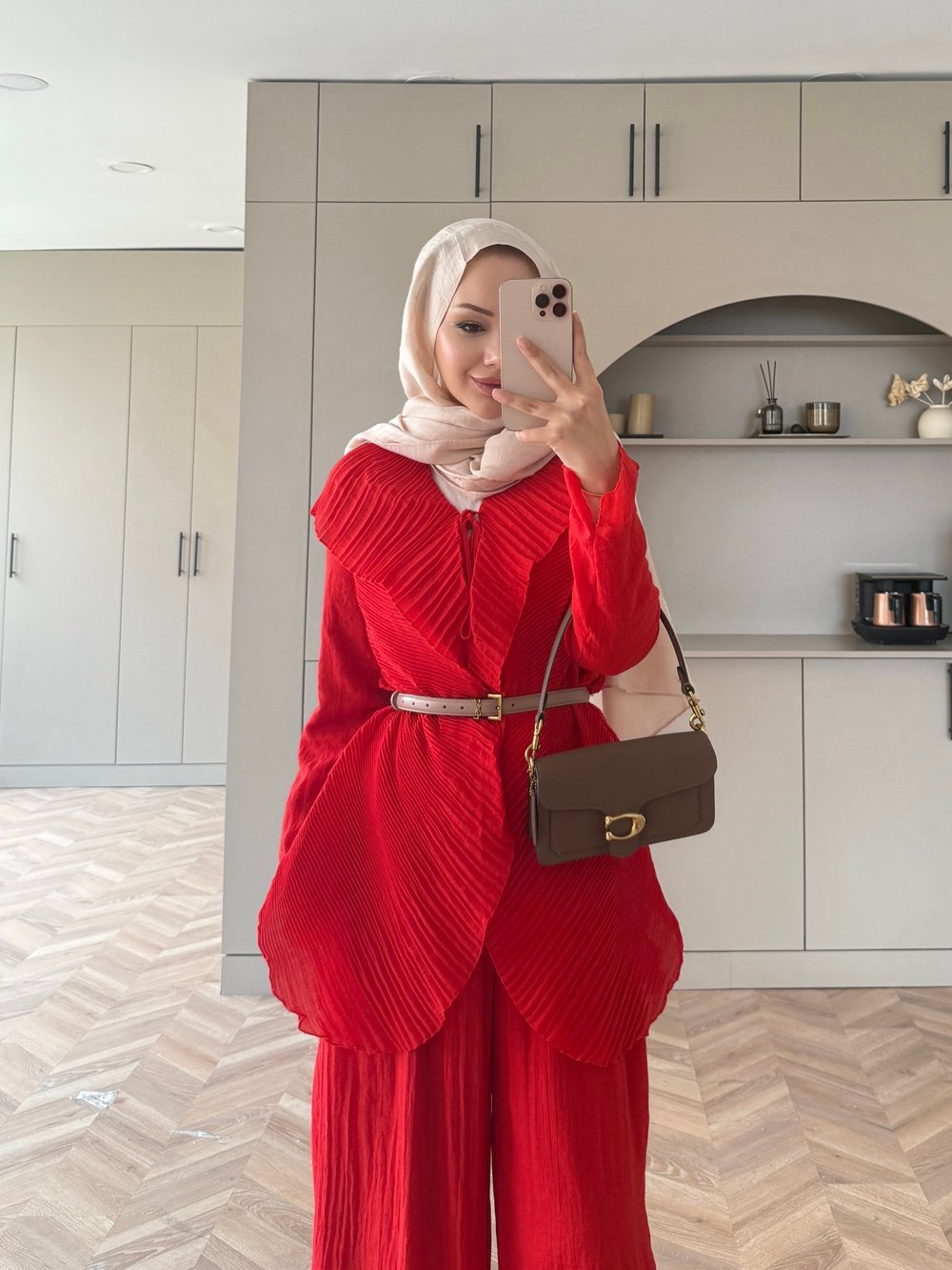 Ocea Korsaj Detaylı Takım Kırmızı (5804)