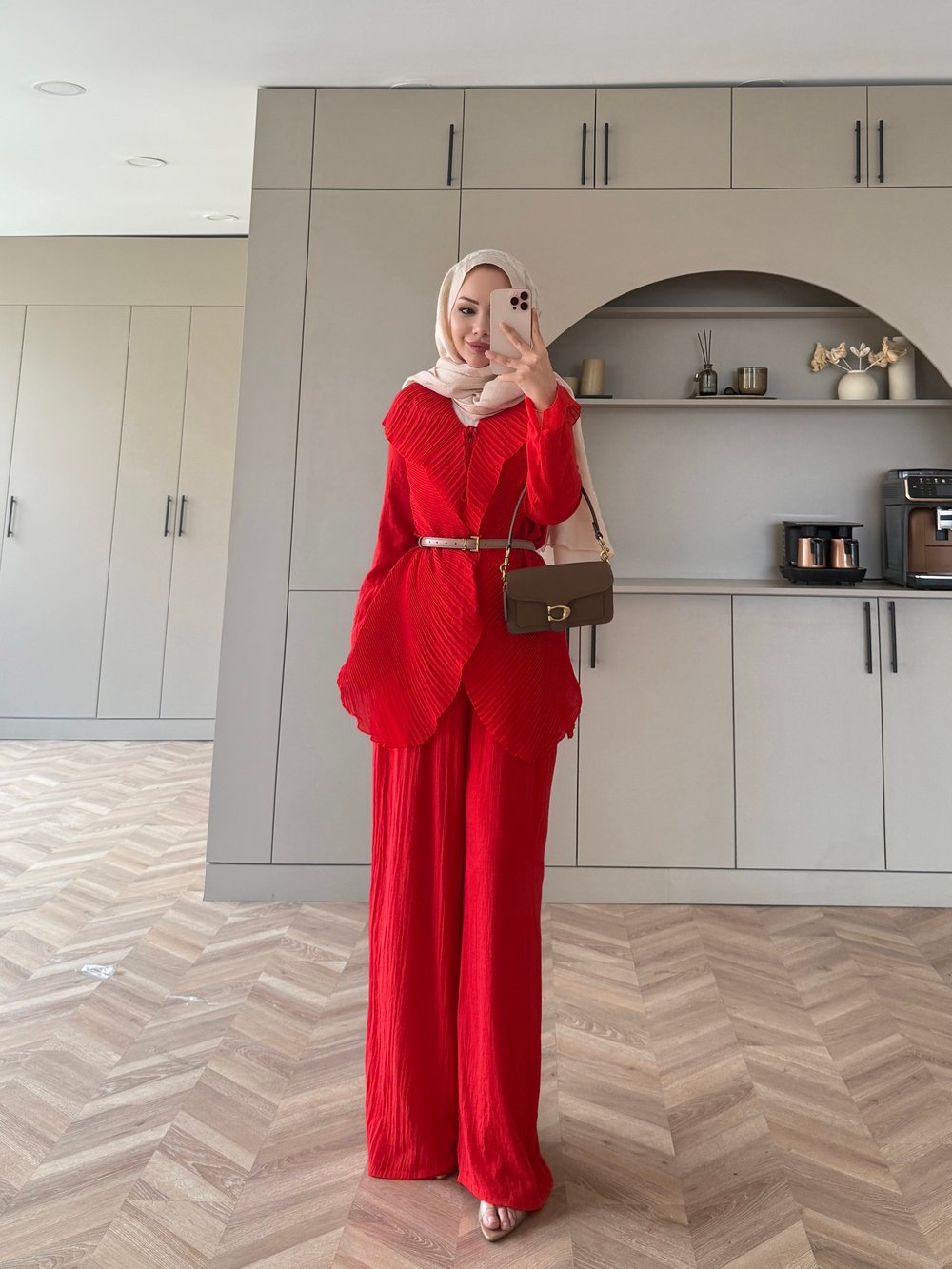 Ocea Korsaj Detaylı Takım Kırmızı (5804)