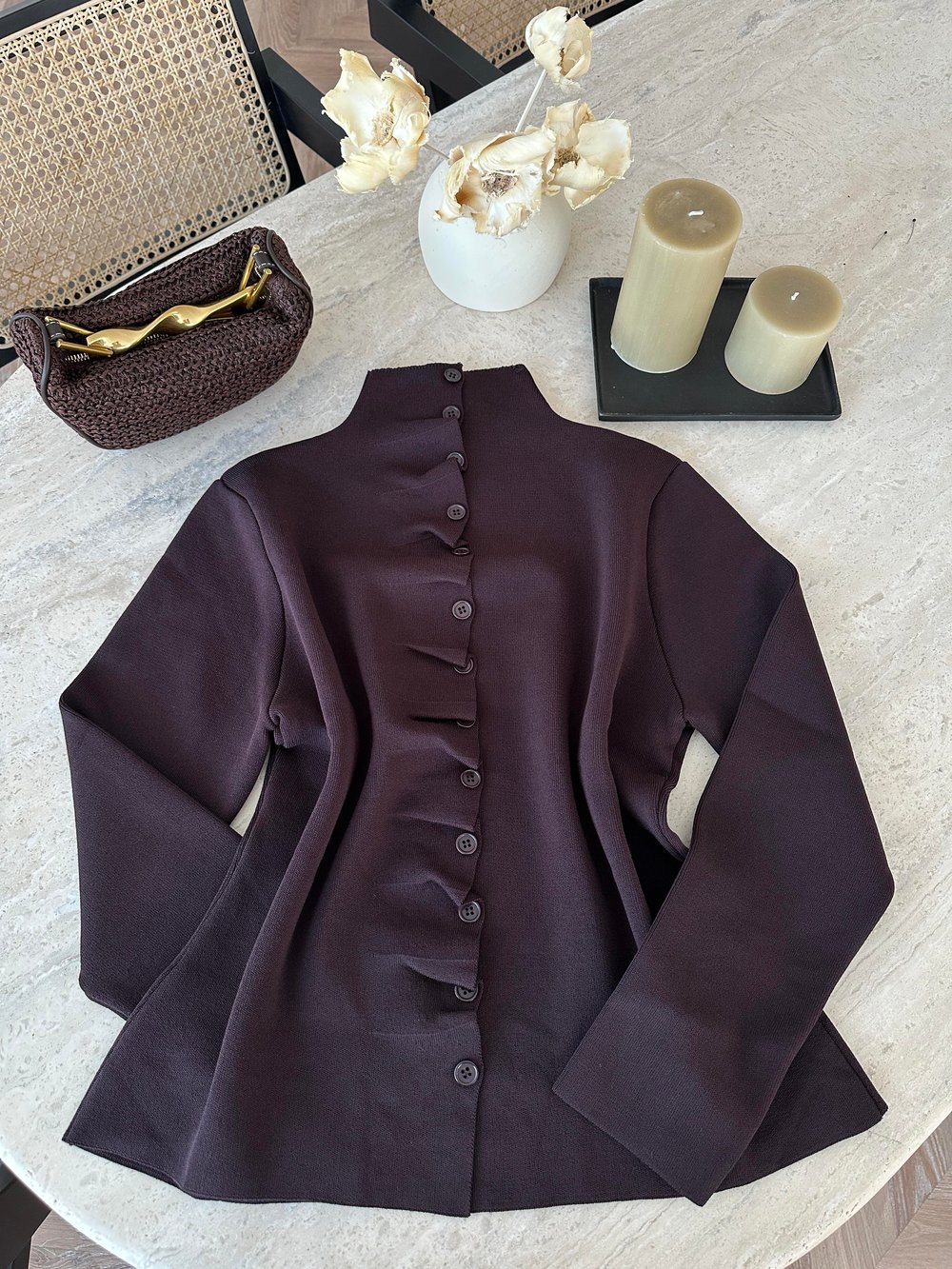 Odella Çelik Örme Hırka Kahve