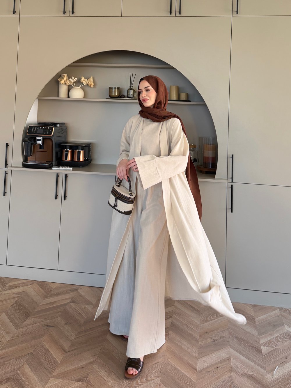 Odessa Pantolonlu Kimono Takım Bej (4518)