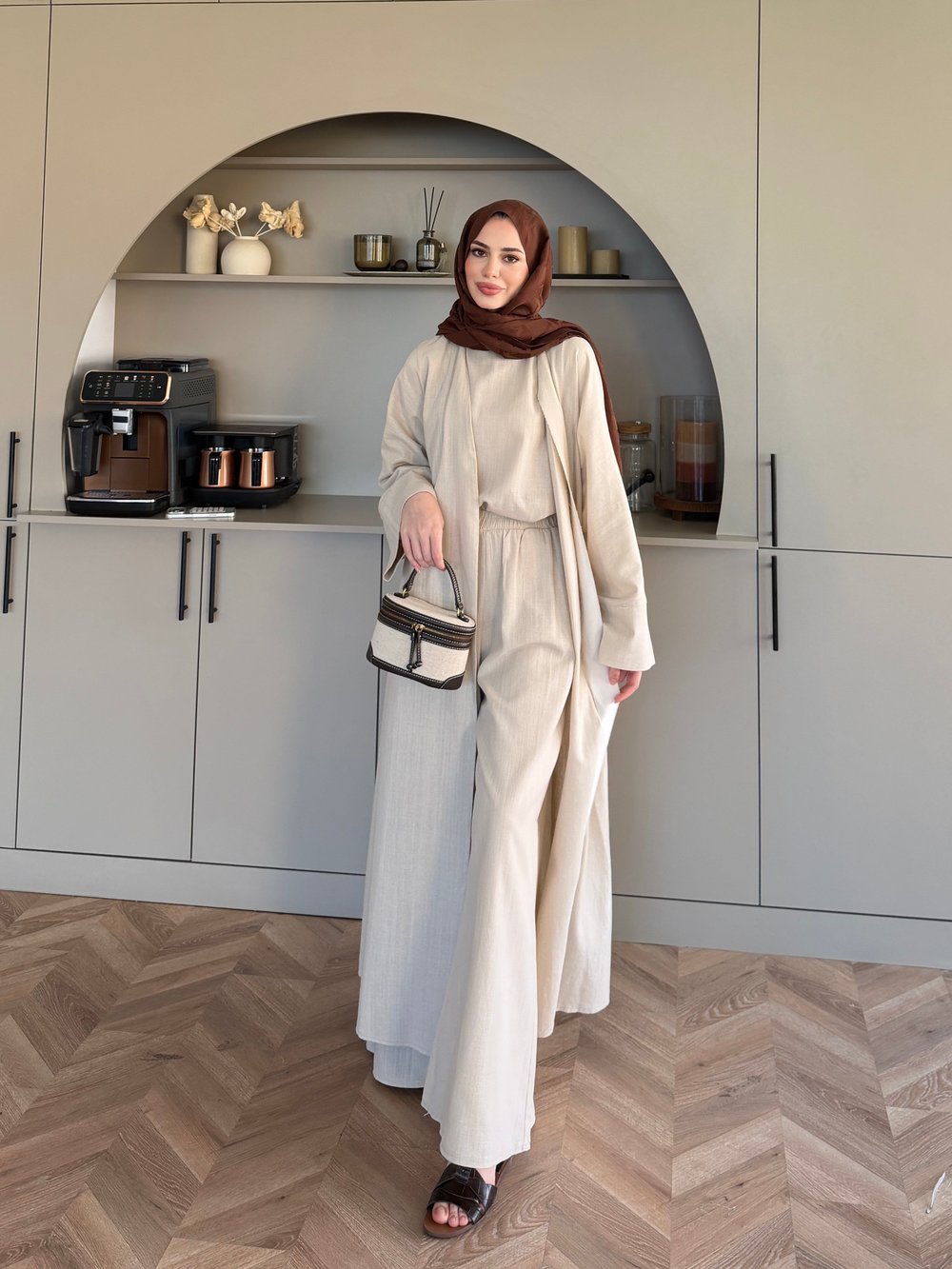 Odessa Pantolonlu Kimono Takım Bej (4518)