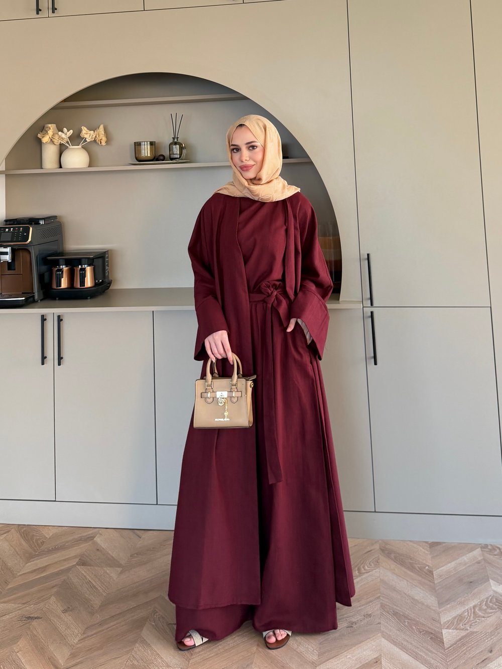 Ofelia Pantolonlu Kimono Takım Bordo (4518)
