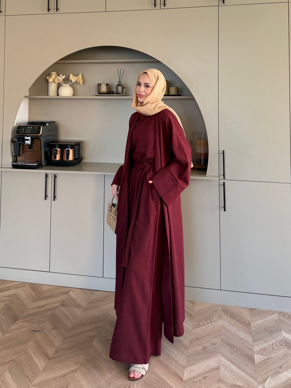 Ofelia Pantolonlu Kimono Takım Bordo (4518)