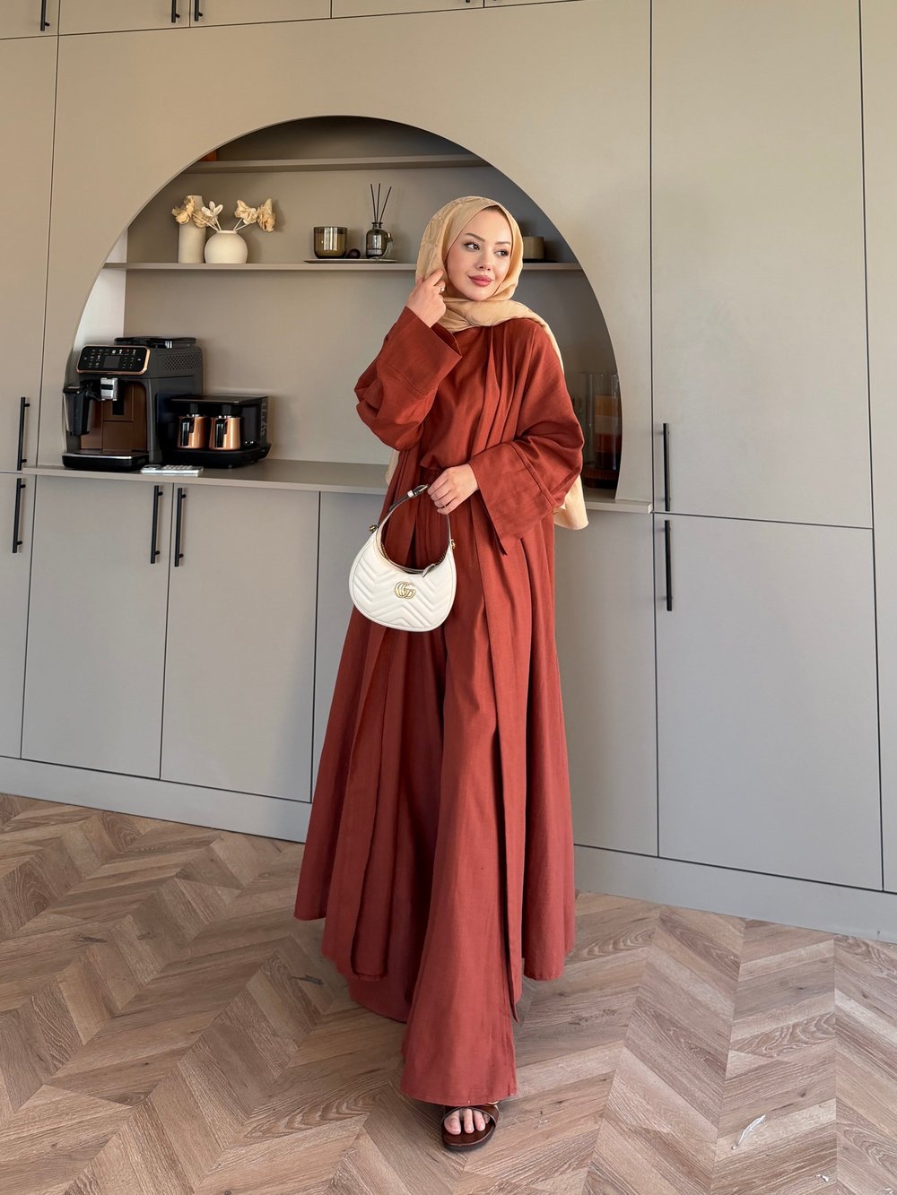 Odessa Pantolonlu Kimono Takım Kiremit (4518)