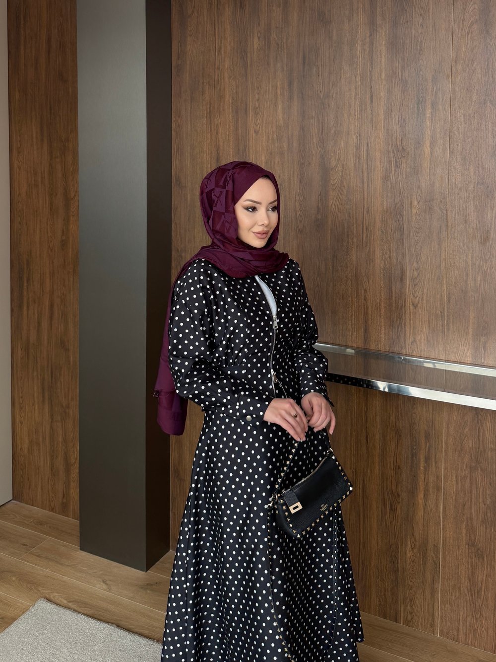 Olga Puantiyeli Ceketli Etekli Takım Siyah (4428)