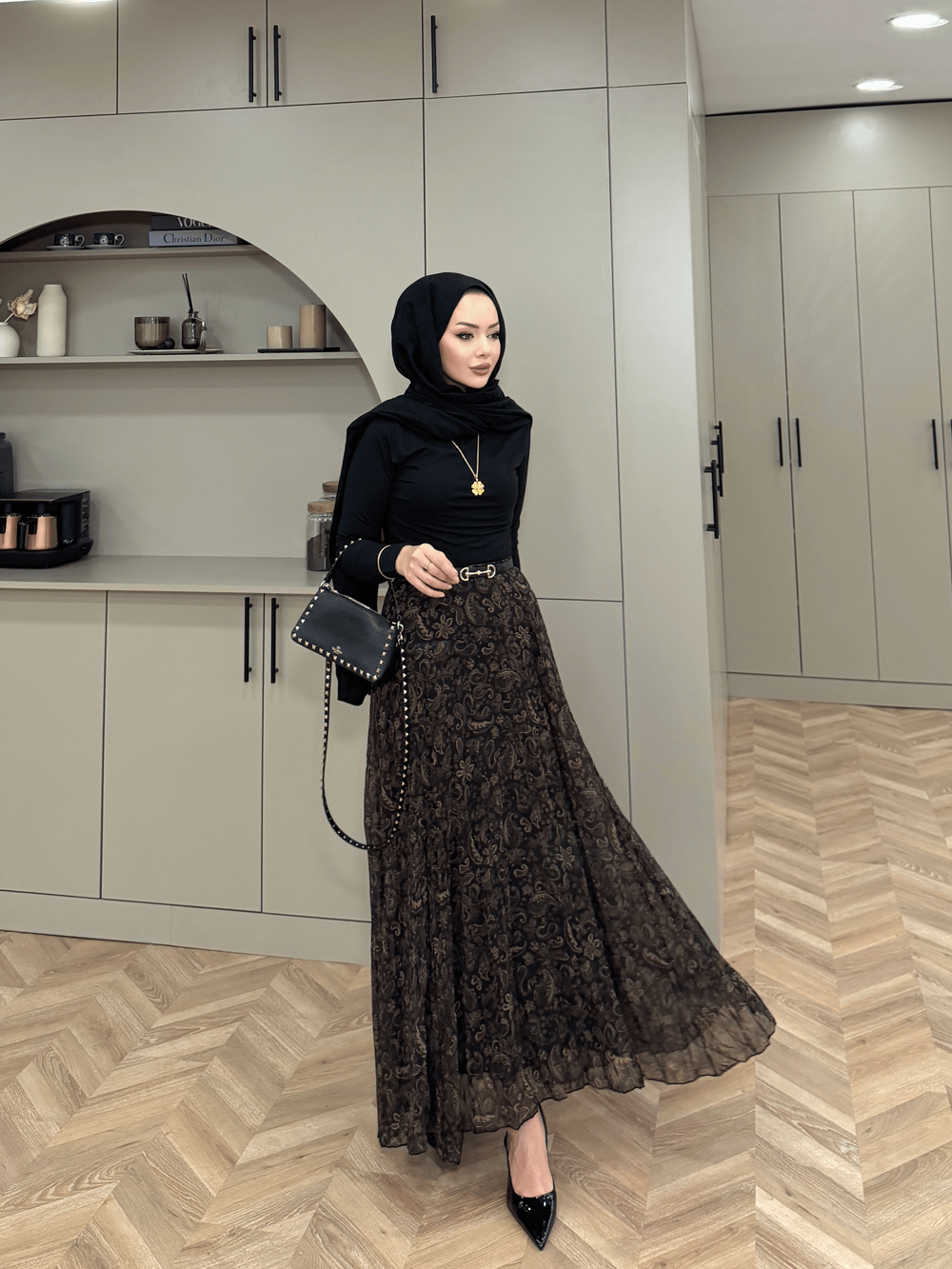 Otantik Desen Şifon Etek 