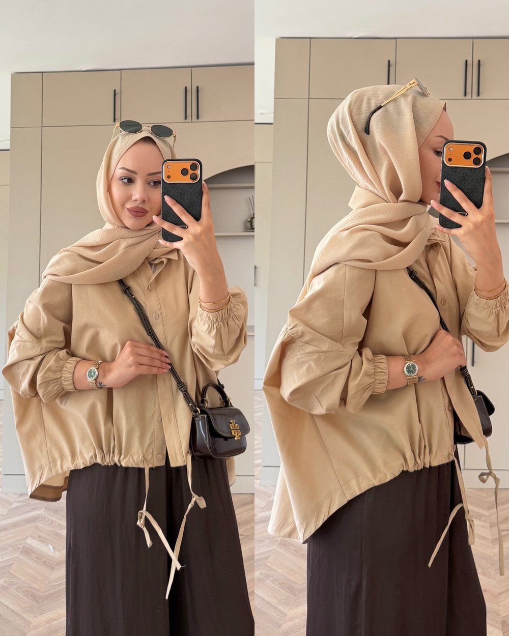 Mireya Bağlama Detaylı Gömlek Bej (4530)
