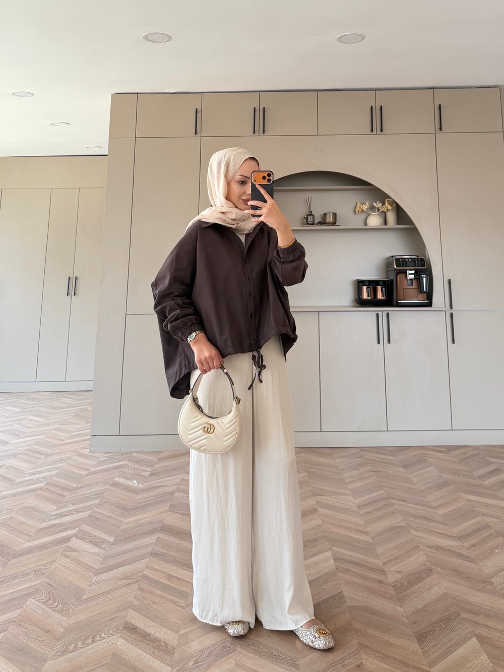 Oversize Büzgülü Gömlek Kahve (4530)
