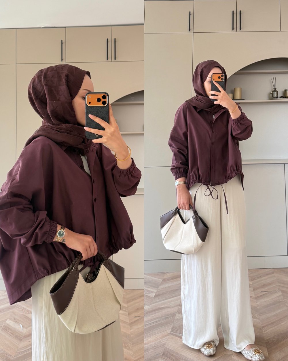 Oversize Büzgülü Gömlek Mürdüm (4530)