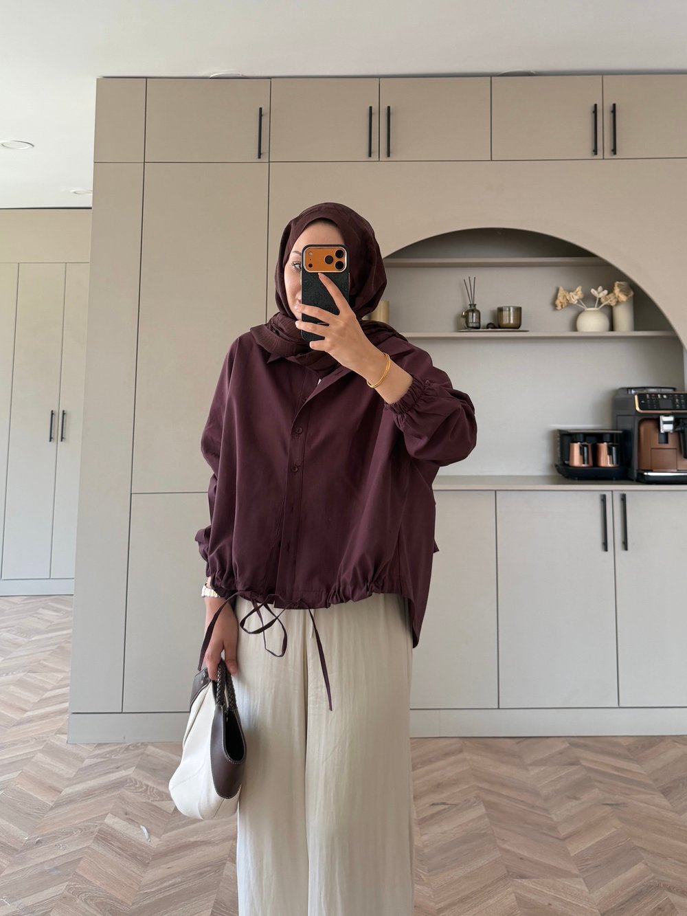 Oversize Büzgülü Gömlek Mürdüm (4530)