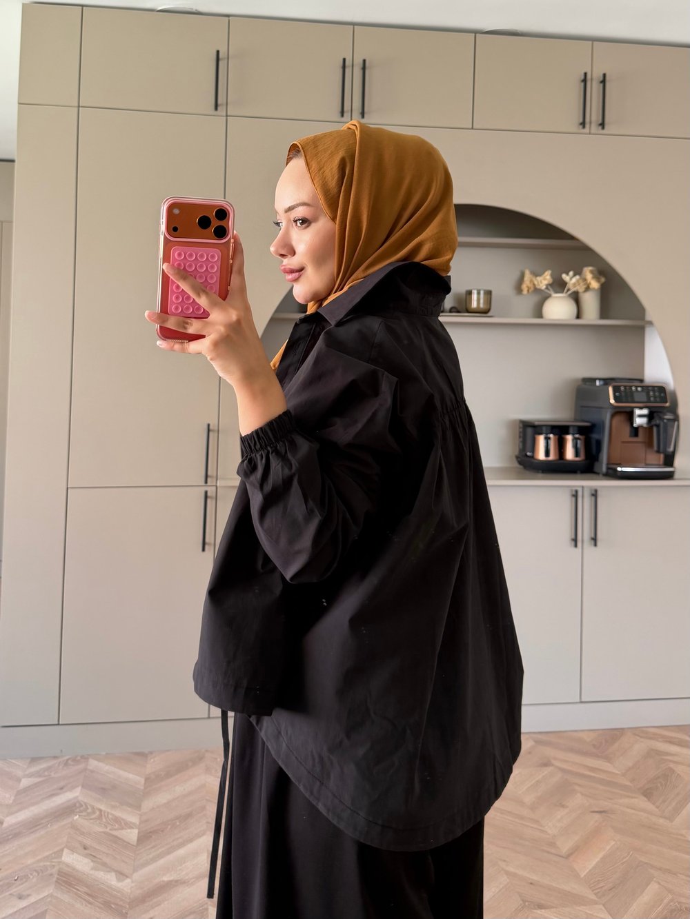 Oversize Büzgülü Gömlek Siyah (4530)