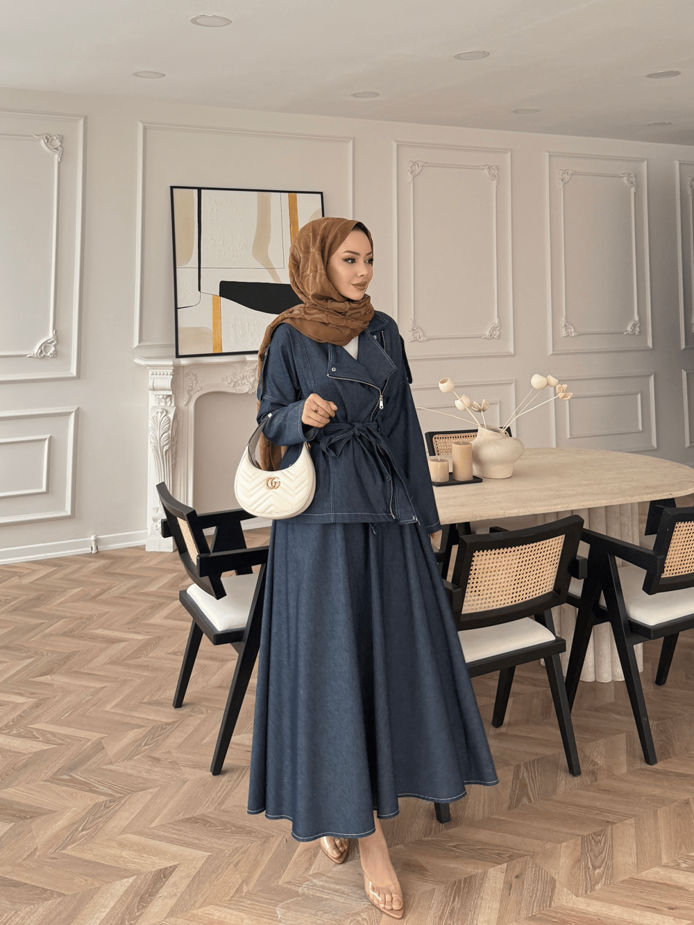 Paloma Fermuarlı Kot Etekli Takım Lacivert (2319)