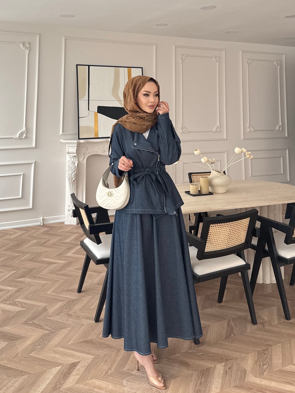 Paloma Fermuarlı Kot Etekli Takım Lacivert (2319)