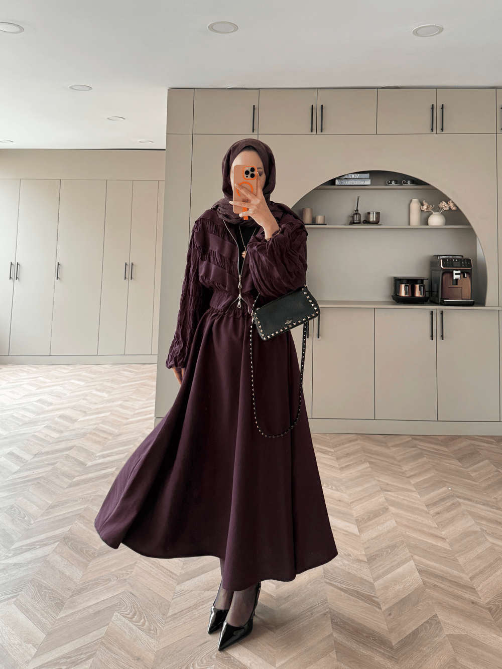 Paris Büzgülü Etekli Takım Mürdüm (2014)