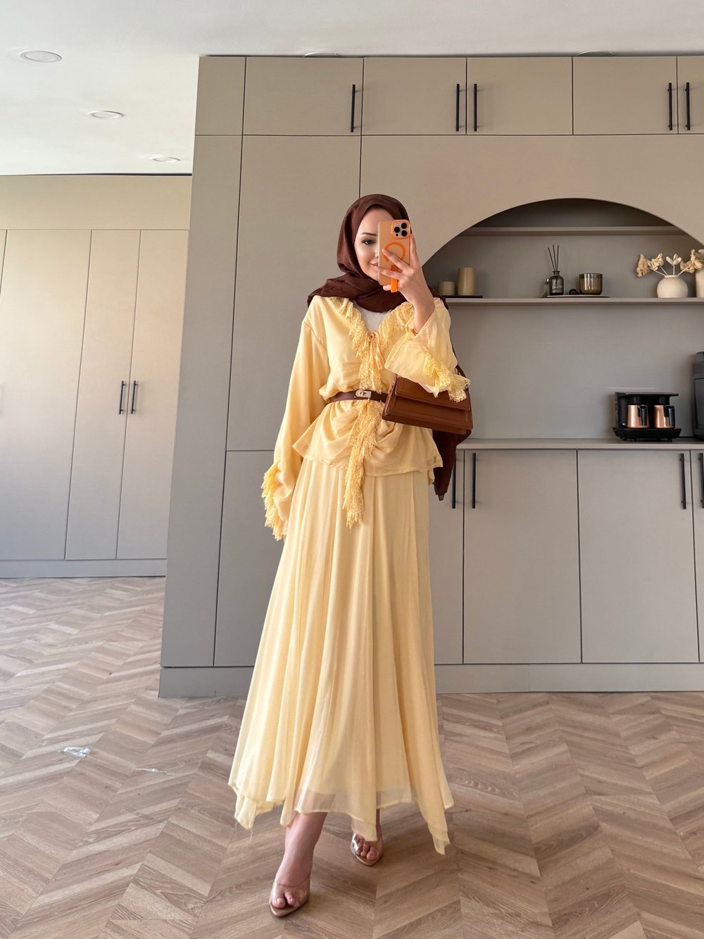 Penola Dantel Detaylı Etekli Takım ButterYellow (5796)