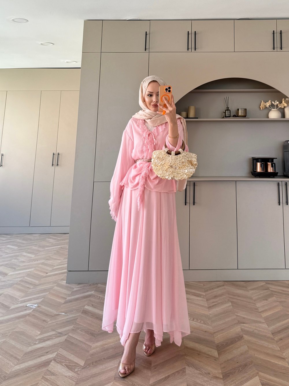 Penola Dantel Detaylı Etekli Takım Pembe (5796)