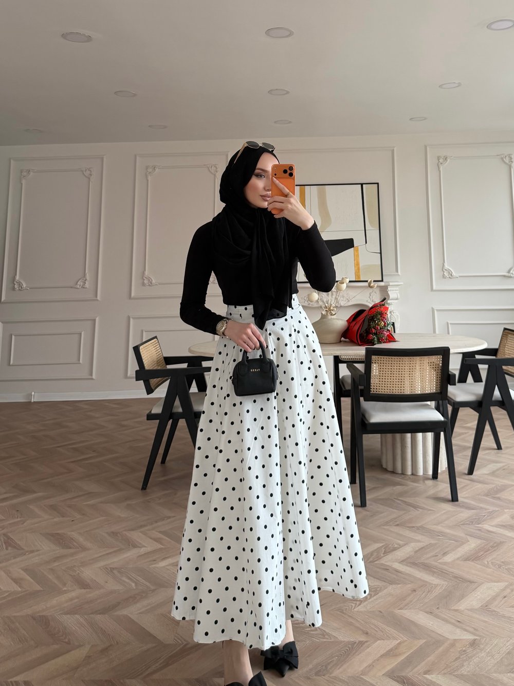 Puantiyeli Etek Beyaz (4414)