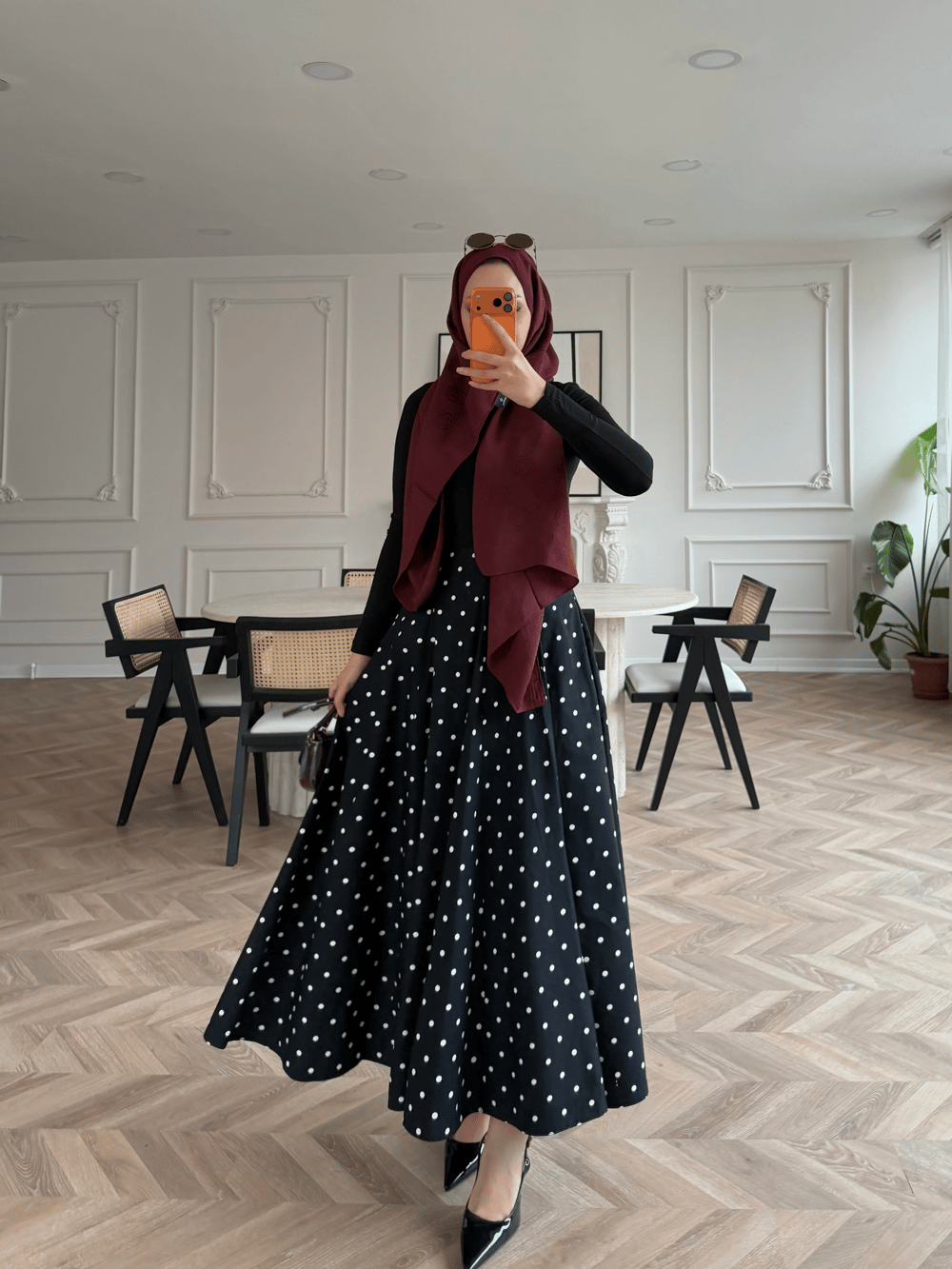 Puantiyeli Etek Siyah (4414)