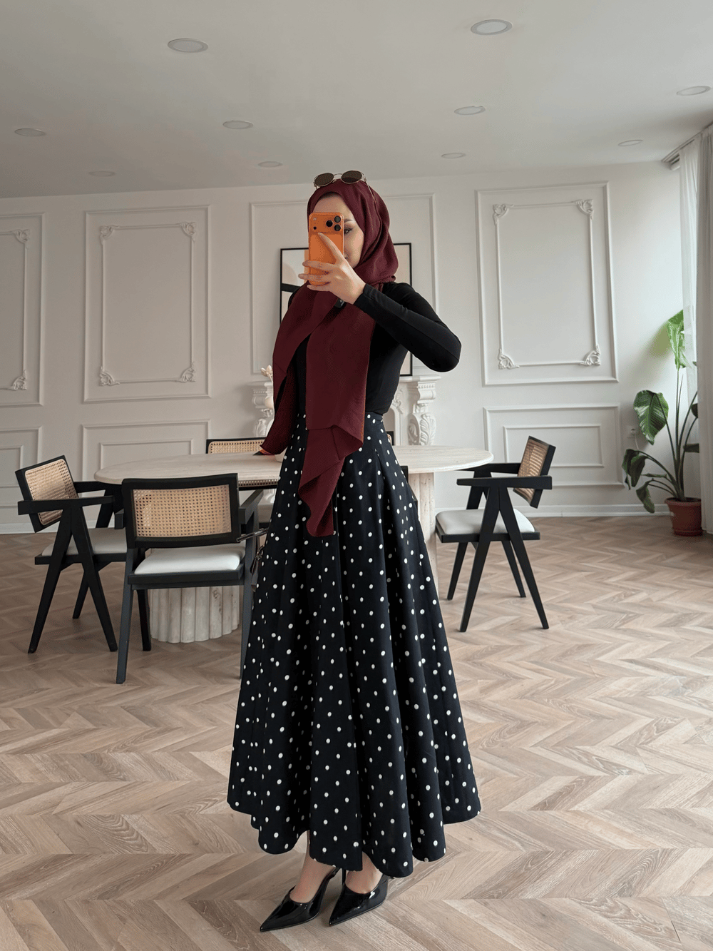 Puantiyeli Etek Siyah (4414)