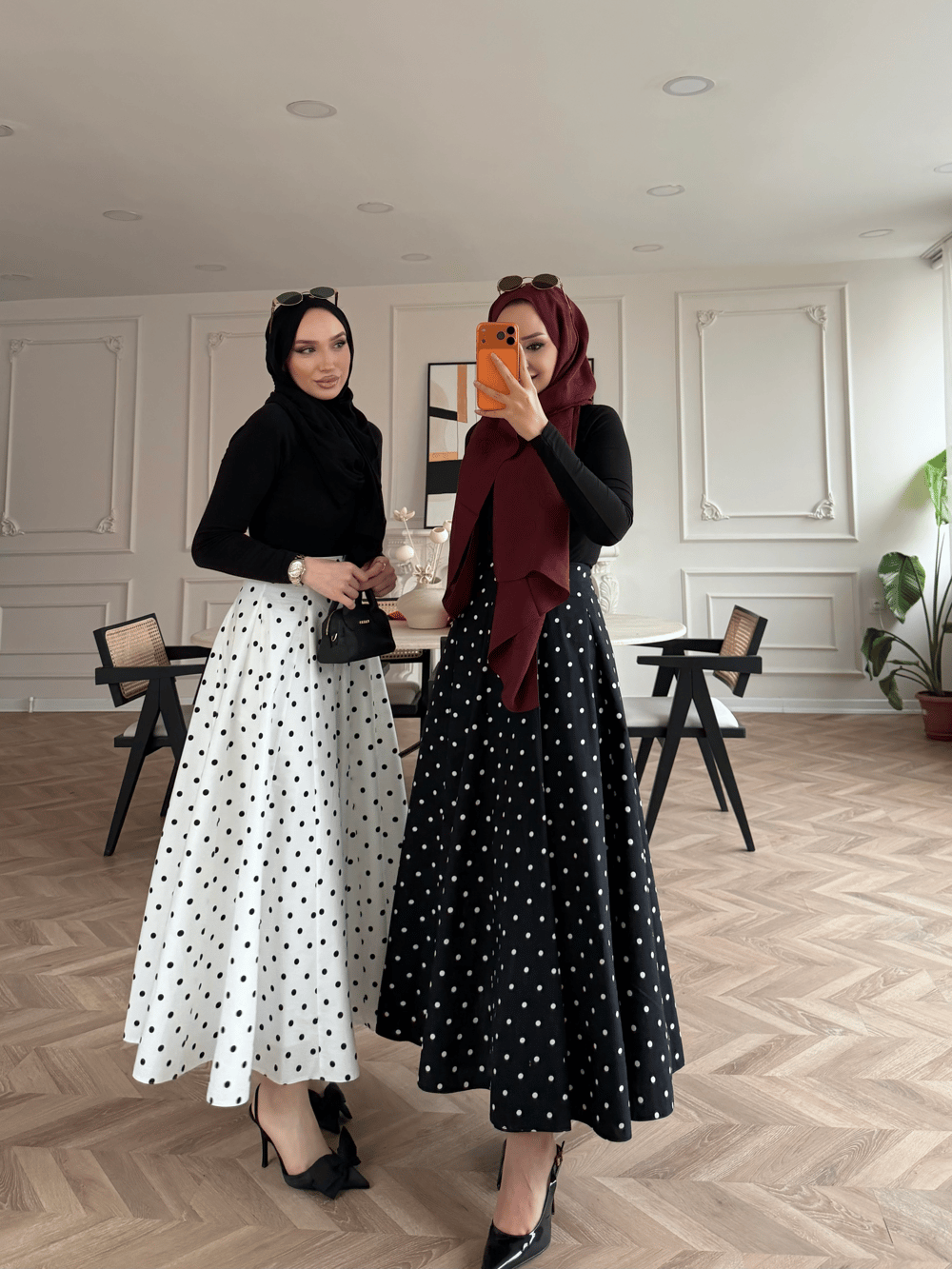 Puantiyeli Etek Siyah (4414)