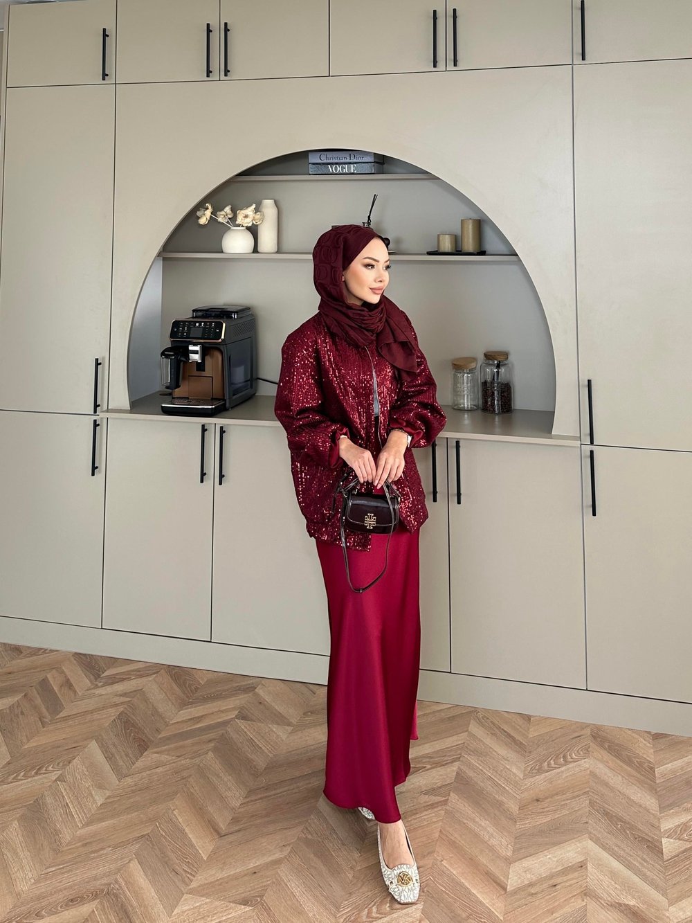 Pullu Bomber Ceket Bordo