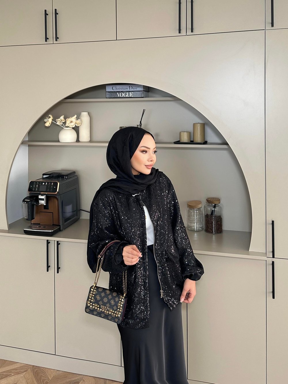 Pullu Bomber Ceket Siyah