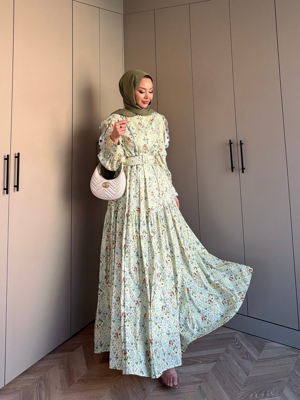 Rahel Çiçekli Elbise Sarı (5734)