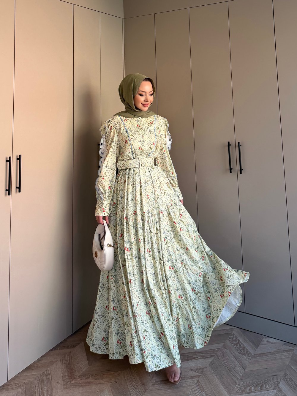 Rahel Çiçekli Elbise Sarı (5734)