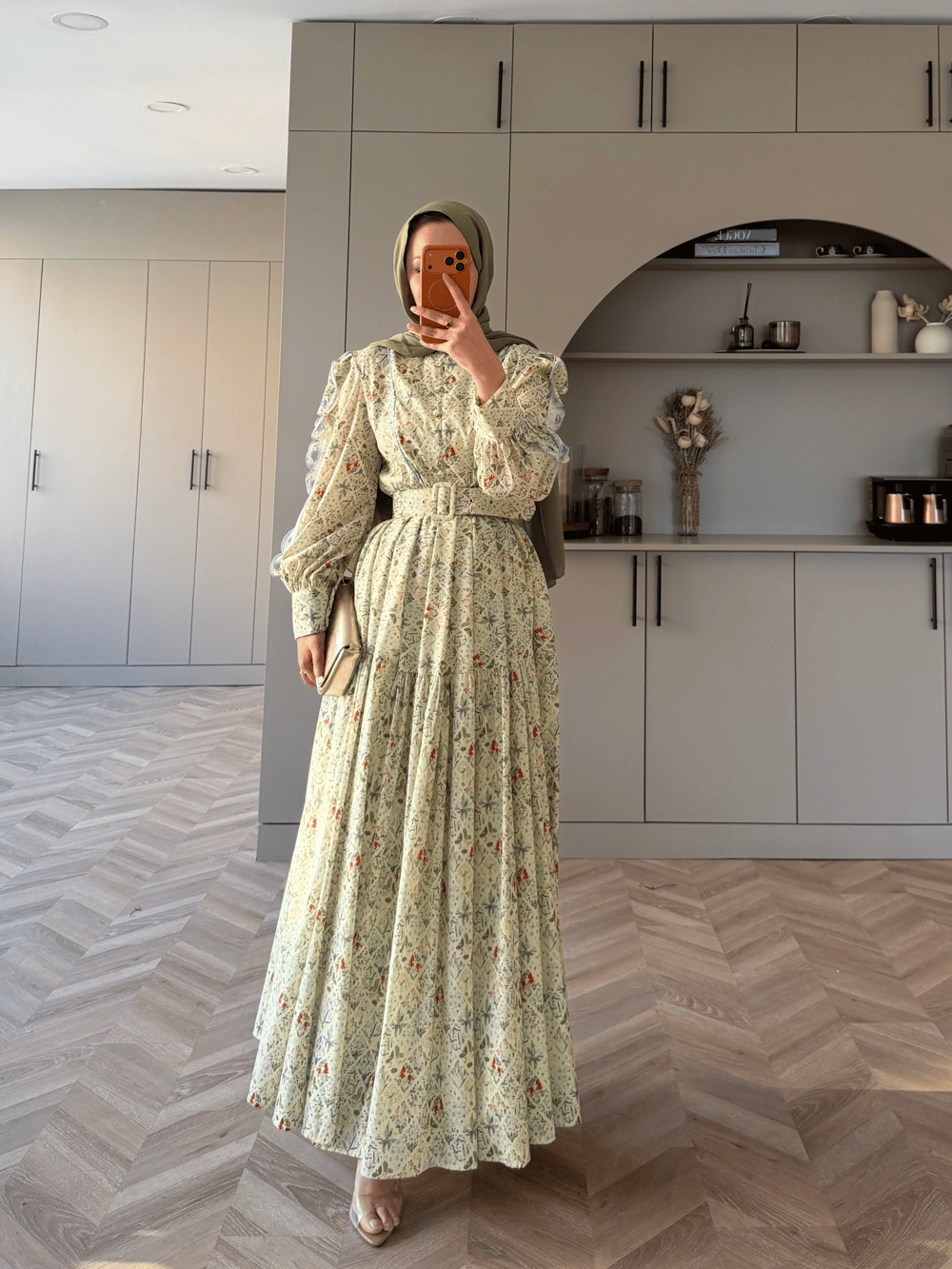 Rahel Çiçekli Elbise Sarı (5734)
