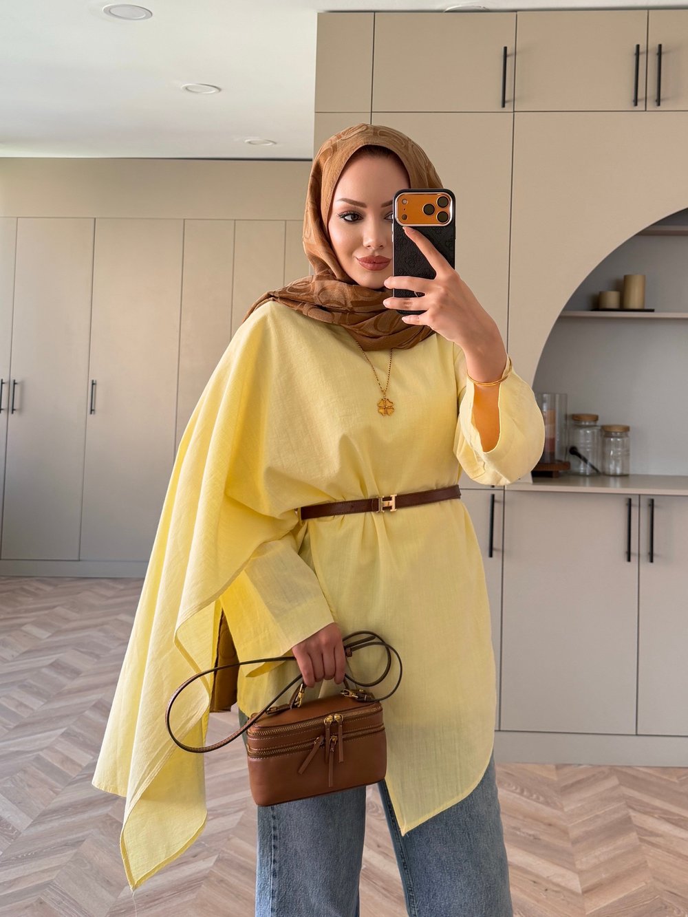 Ria Şal Detaylı Keten Tunik Butteryellow (5479)