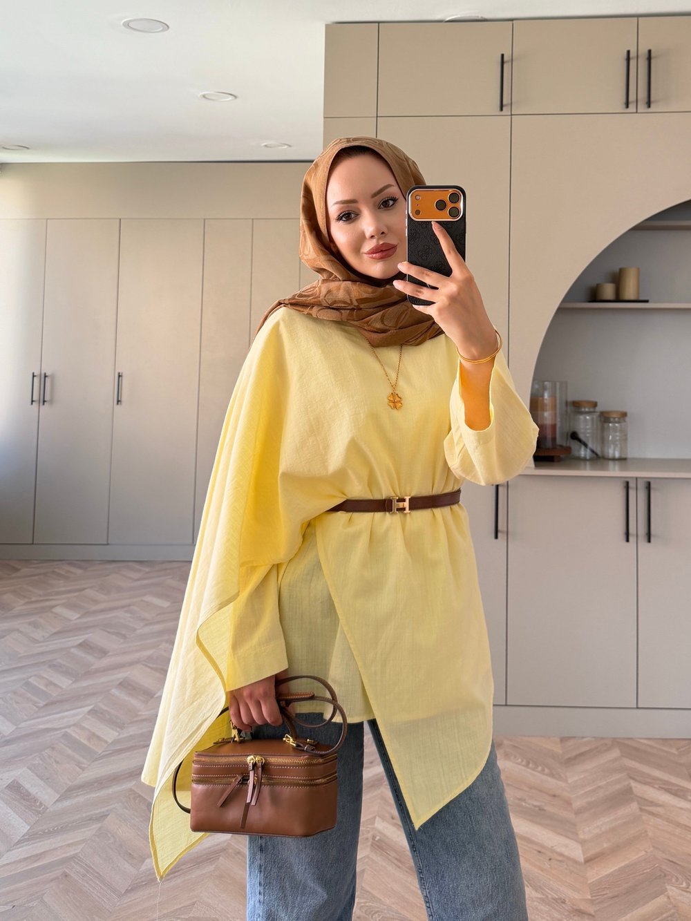 Ria Şal Detaylı Keten Tunik Butteryellow (5479)