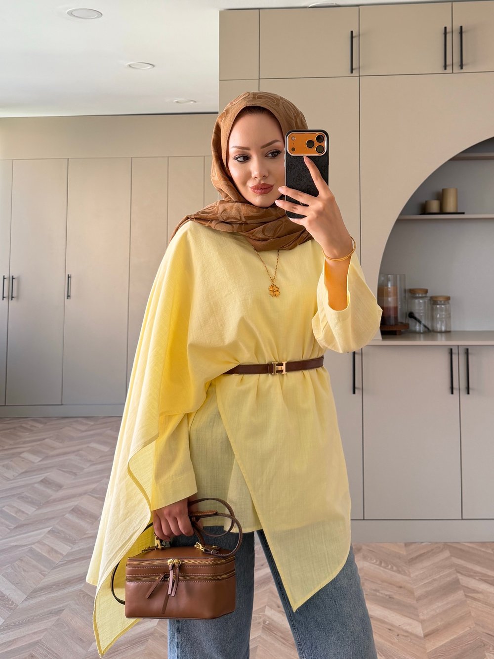 Ria Şal Detaylı Keten Tunik Butteryellow (5479)
