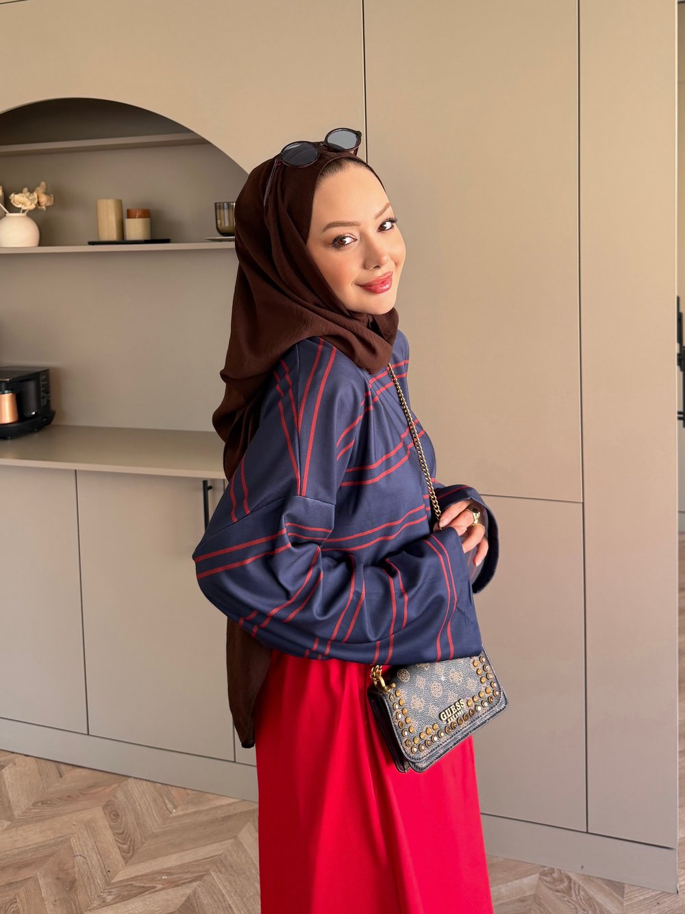 Ribana Yaka Yatay Çizgili Sweat Saks (7020)