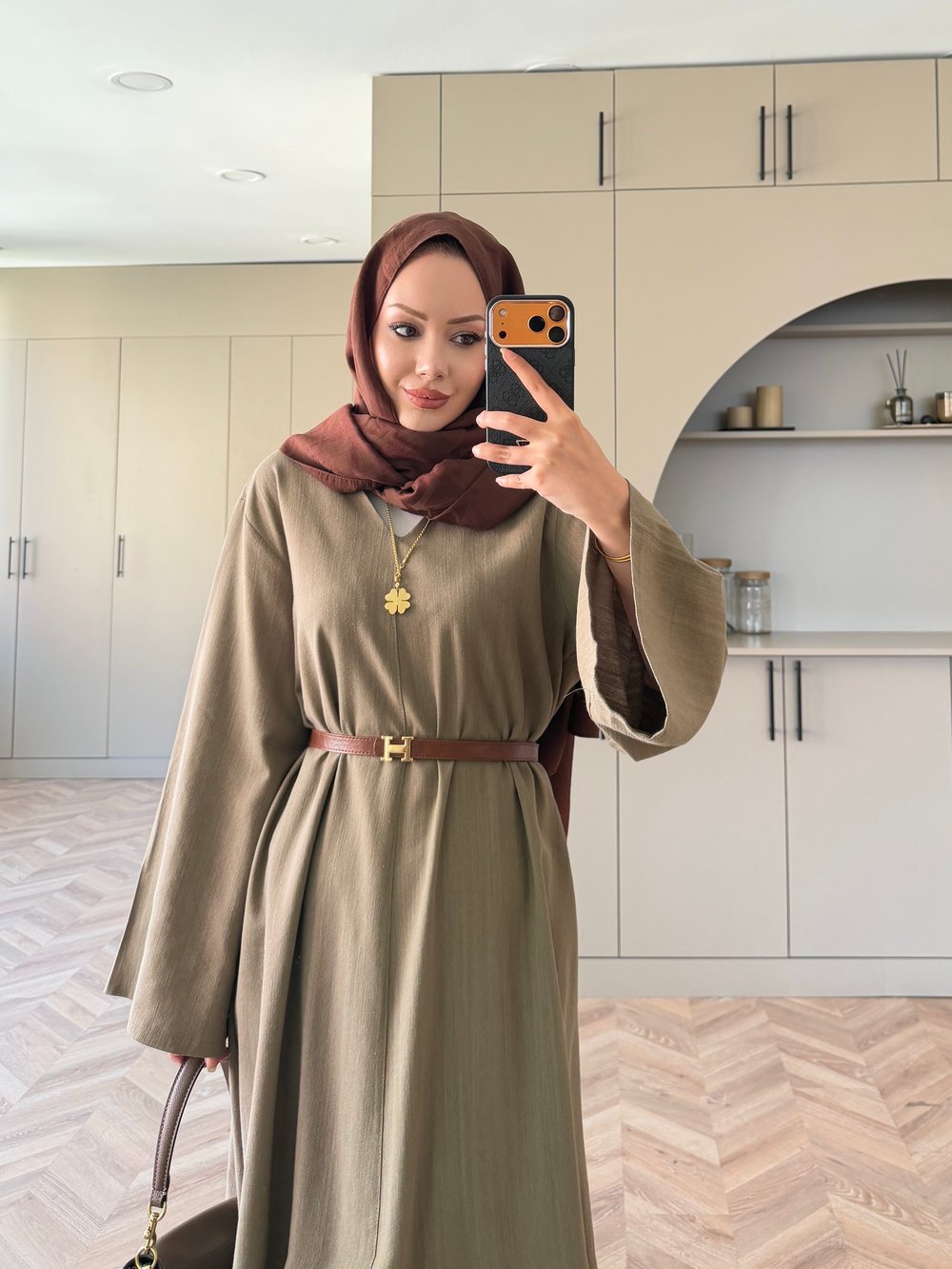 (ÖNSİPARİŞ) 7 İş günü sonra kargolanacaktır Rima Keten Elbise Haki (4527)