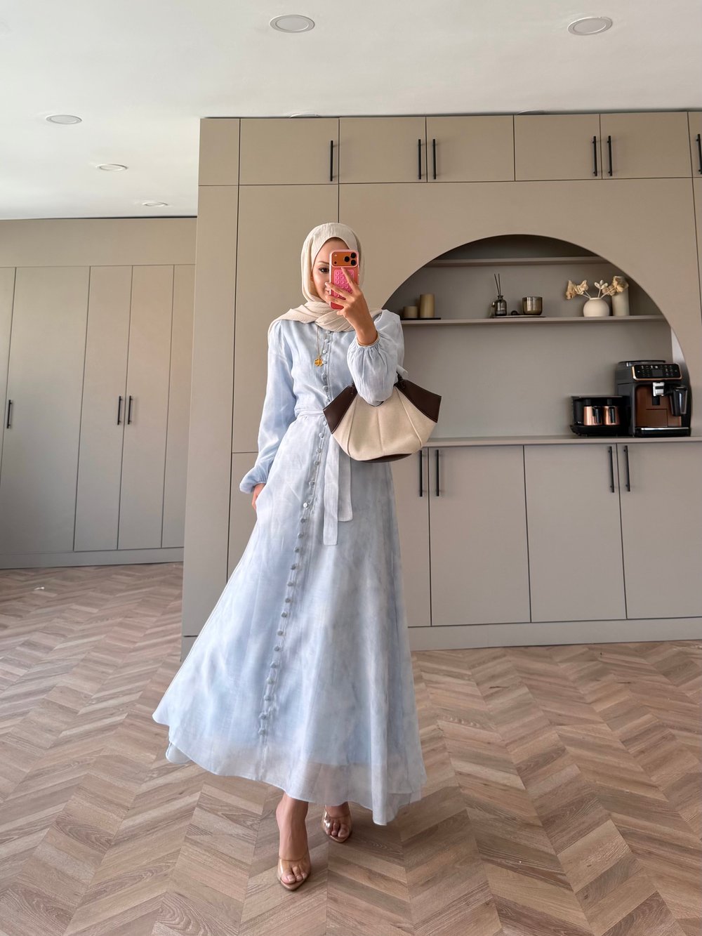 Rosef Düğmeli Elbise Açık Mavi (4531)