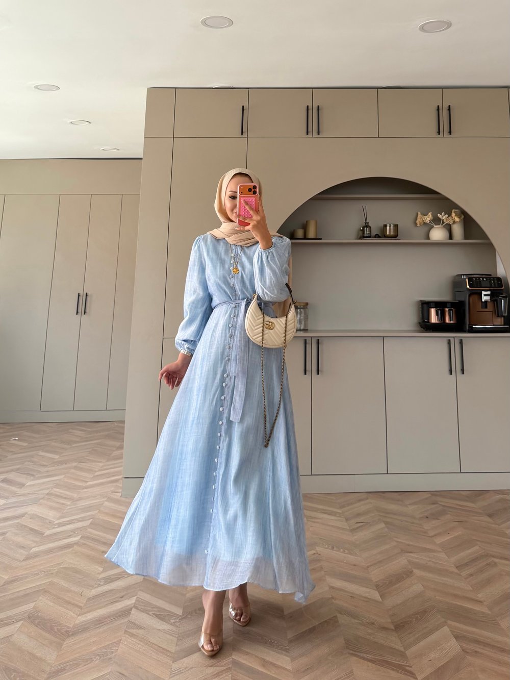 Rosef Düğmeli Elbise Mavi (4531)